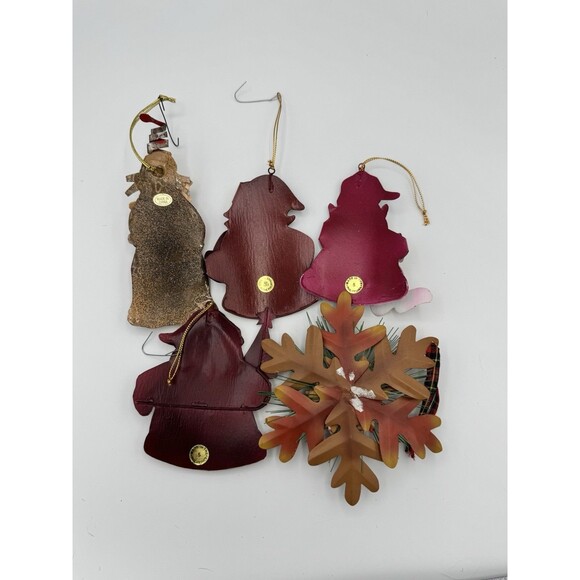 Vintage Style Santa Lot (5) Primitive Metal Farmhouse Christmas Ornaments - Picture 2 of 7